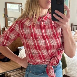 Levi’s flannel pearl button up shirt.